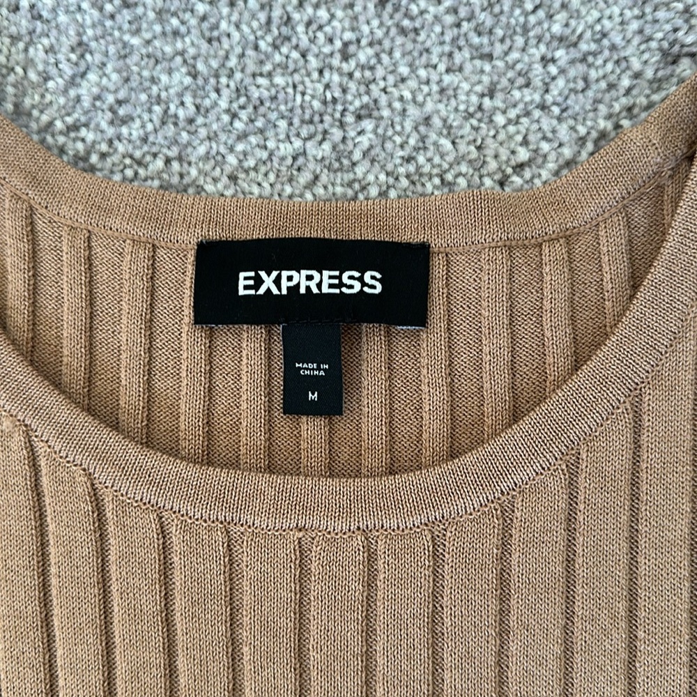 Express Ribbed Maxi Dress in Beige - Picture 3 of 5